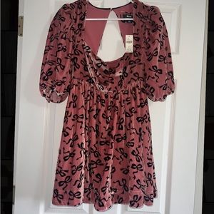 Maeve by Anthropologie Velvet Puff Sleeve Bow Dress